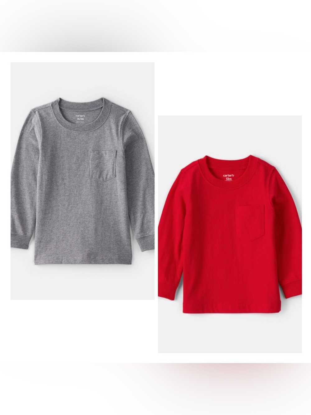 Carter’s Toddler Boy Long-Sleeve Pocket Tee - Grey & Red